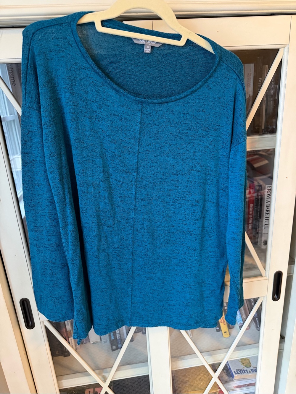 Daisy Fuentes Teal Marled Long-Sleeve Scoop Neck Top